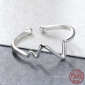 Anillo abierto de plata esterlina 925 ECG anillo de joyería de cumpleaños ajustable para novia plata esterlina de lujo 925
